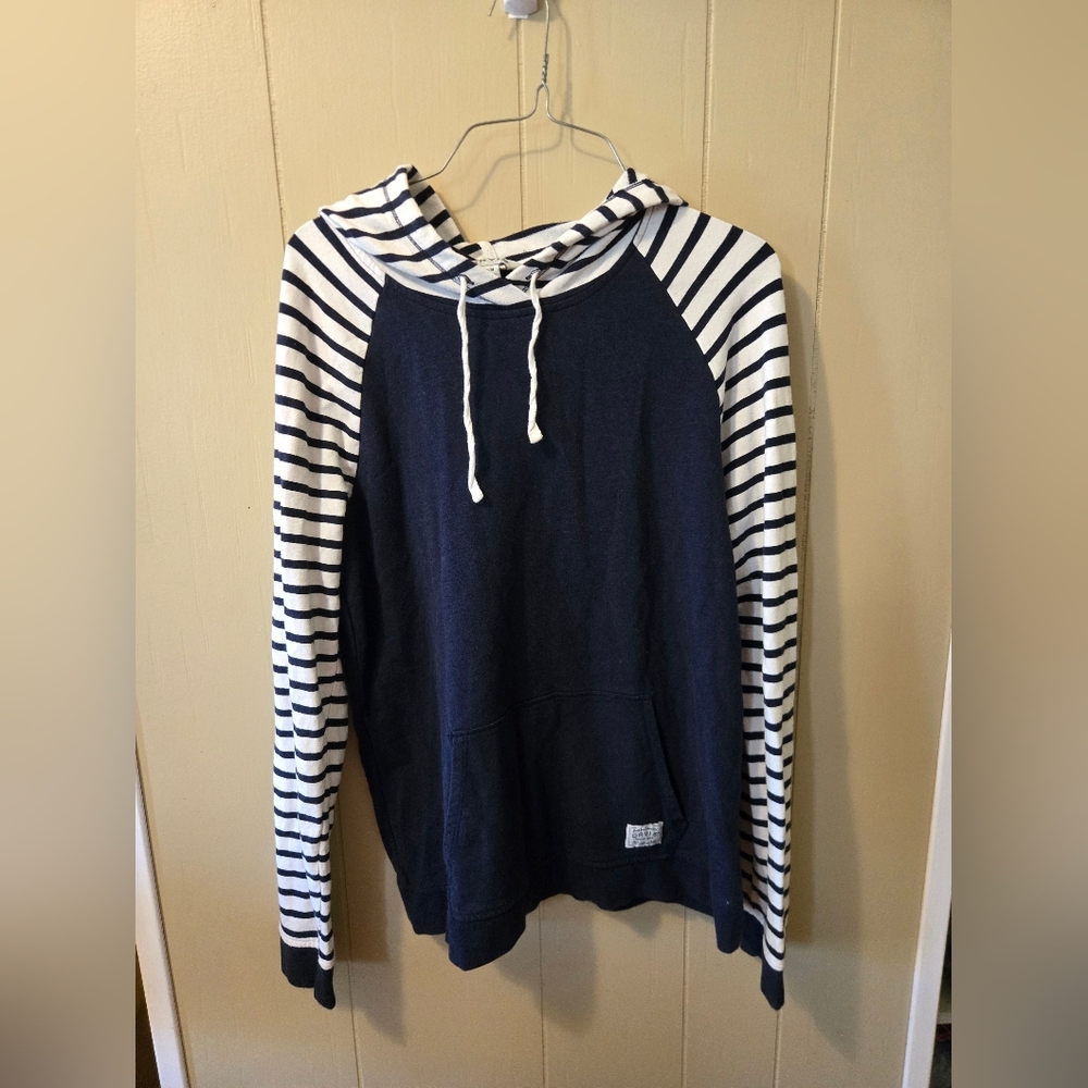 Womens Light Weight Orvis Navy and White Striped Hoodie Size Medium
